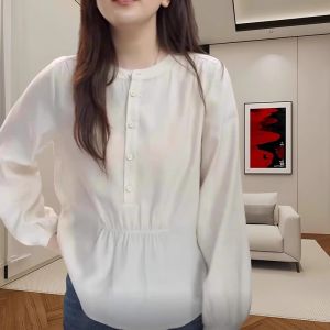 Áo Sơ Mi Dài Tay Mỏng Thời Trang Cho Nữ Mùa Thu Cỡ Lớn Thiết Kế Mới Phong Cách Hàn Quốc Thường Ngày Thân Thiện Với Da Thoáng Khí