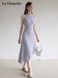 La Chapelle | Wavy Ruffle Sleeveless Irregular Waist Tuck Slim Long Dress