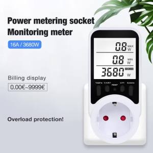 Digital LCD Energy Meter Wattmeter Wattage Kwh Voltage Current Monitor Electricity Meter Outlet Power Consumption Analyzer