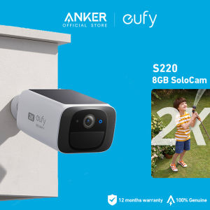 【Built-In 8 GB 】eufy by Anker 1pc Security SoloCam S220 Solar Security Camera 2k Wireless Outdoor Camera Continuous Power Wireless 2.4 GHz Wi-Fi No Monthly Fee Camera T8134