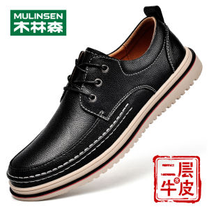 Breathable Leather Mens Casual Shoes Business Versatile Flat Heel round Toe Rubber Outsole Comfortable All-Match Autumn New Arrival