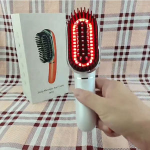 แปรงเครื่องนวดผมบำบัด Led ไฟสีแดงสีน้ำเงินหวีผมประจุไอออนลบแบบหวีนวดศีรษะไมโครปัจจุบัน EMS