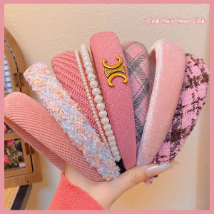 Pink Elegant Small Fragrance Style Hairband Womens New 2025 High Forehead Versatile Wide Edge Face Washing Hairband Hair Accessories