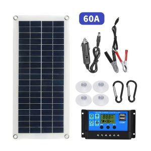 Solar Panel 12V Solar Cell 60A Controller Solar Panel for Phone RV Car MP3 PAD Charger Outdoor Battery Supply