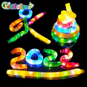 LED Pop Tubes Glow Sticks Party Favors Sensory Fidget Toy Glow In The Dark Party Supplies Connectors For Bracelets Pull Stretch Toys For Kids Birthday Party Gifts Prize