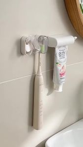 Klimo Toothbrush Holder Wall-mounted Punch-free Toothbrush Storage Rack Automatic Flip Cover