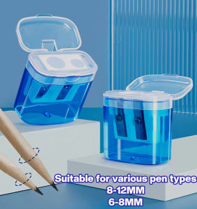 Double Hole Pencil Sharpener Manual Mechanical Pencil Sharpener Hole School Supplies(Pink/Blue 1pcs)