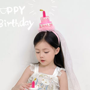 Childrens Birthday Hat Candle Cake Hairband Cute Girl Party Headwear Baby Girl One Year Old Photo Props Korean Style Hair Accessories