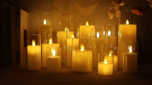 Elegant Flameless LED Candle with Acrylic Cover Battery-Operated Home Wedding Party Christmas Decor Valentines Day Romantic Decorative Candles Atmosphere Decoration with Candle Lights