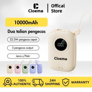 Cloema Powerbank 10000mah Built in 2 Cables Type-C&Lightning Digital Display Battery Level Pink Purple Beige Green Color Selection Portable Travel