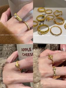 TiTi Online Store Vintage Style Braided Gold Ring for Women Stackable Finger Rings Korean Fashion Jewelry Accessories