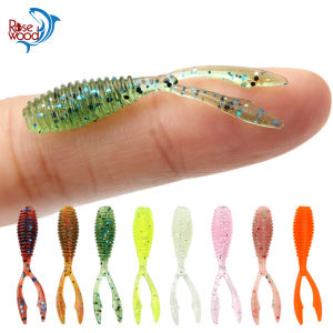 Mồi Câu Mềm Rosewood 3.6cm Đuôi Kép Mồi Giả Sống Động Chuyên Dụng Câu Đá Mồi Giả Shad Worm Bộ Dụng Cụ Câu Cá 10 Cái