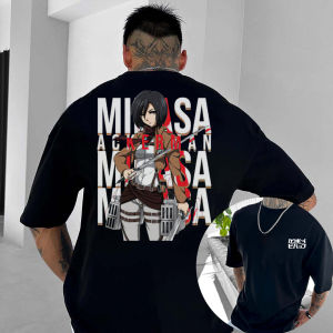 Bandai | Mens T Shirt Mens Sports T Shirt Mens Short Sleeve T Shirt Attack on Titan Mikasa Ackerman Brown Top White Pants Holding