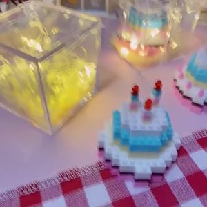 125Pcs Small Particle Building Block Birthday Cake DIY Education Toys Children Birthday Gift