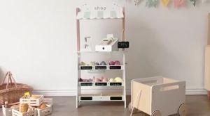 Thinking Toys PLAYSHOP Fruit and Vegetable Shop Stand with Shopping Cart