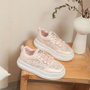 New Chinese hollow mesh white shoes womens 2024 autumn new breathable lace versatile casual soft baseplate shoes