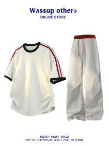 Color Block Stripes Mens Casual Sportswear Set