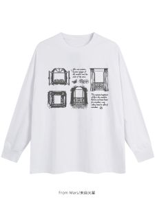 Áo Thun Dài Tay Rộng Rãi Thiết Kế Đơn Giản Thời Trang Thoải Mái Thường Ngày Cặp Đôi Đa Năng Mùa Thu Cotton 100%