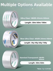 deli | Highly Transparent Sturdy Packing Tape Wide Thick