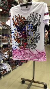 เสื้อพิมพ์ลาย คาบูกิ แขนสั้น สำหรับชายและหญิง งานสวยตรงปก จากโรงงานไทย