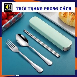 Bộ Muỗng Đũa Nĩa Inox 304 Cán Dài Cho Dân Văn Phòng Sinh Viên Đi Picnic Dã Ngoại Cao Cấp - Bộ Đũa Thìa INOX Kèm Hộp Màu Pastel Xinh Xắn Tiện Lợi - Hộp Muỗng Đũa Bằng Thép Không Gỉ Dùng Cá Nhân Tiện Lợi