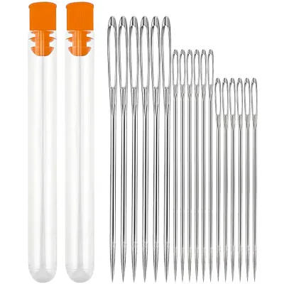 9 PCS/Box Stainless Steel Large Eye Needle Cross Stitch Knitting Needle Handmade Sewing Leather Embroidery Sewing Accessories ﻿