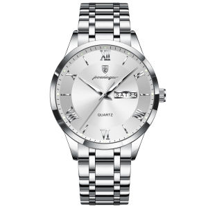 FUGUIJIAREN | Waterproof Dual Calendar Stainless Steel Luminous Watch