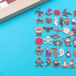 50 Miếng Hợp Kim Men Tráng Men Halloween Làm Mặt Dây Chuyền Trang Sức Tự Làm - Thích Hợp Cho Dây Chuyền Bông Tai Móc Khóa