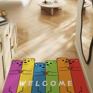 ผ้าพรมรองเท้าหน้าประตู Meisda PVC กันทราย กันเปื้อน ดูดซับความชื้น ทำความสะอาดง่าย พื้นผิวทรงเรขาคณิต ทรงสัตว์การ์ตูน สำหรับประตูบ้าน