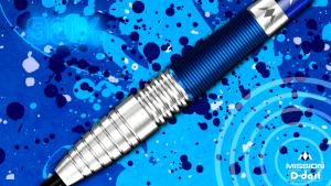 MISSION STEEL TIP DARTS - 22G/24G Archie Self The Archer Blue Silver 90% Tungsten Steel Darts Set