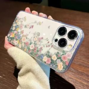 Transparent Silicone Phone Case For iPhone 17 16 15 14 13 12 11 Pro XS Max X XR 6 7 8 Plus Mini Air 17E 16E Flower Back Cover