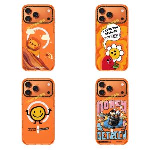 Vibrant Orange Lion Case Protective  Shell for 17Promax Starry Sky Orange Smiley Face Anti-Fall Shockproof Cover  17/16/15/14pro Cartoon 13p/12