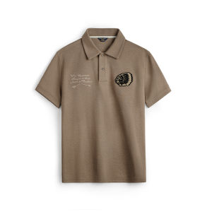 MADEN | American Retro Embroidered Polo Shirt Cotton Short Sleeve