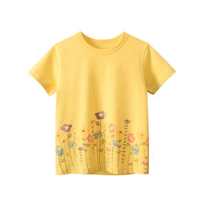 27home Korean Style Kids T-Shirt Pure Cotton Half Sleeve Summer Fashionable Short Sleeve Top for Little Girls Ages 18m-8y
