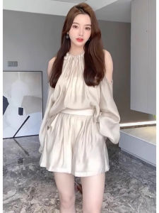 Elegant Design Silk Blouse Shorts Set