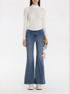 Cute 3D Dolls Flared Denim Pants
