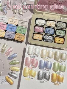 9-Grid Pearlescent Cream Oil Painting Solid Gel Nail Art Pigment Designs for Manicure DIY--zhu guang nai you you hua jiao