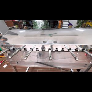 Máy Nướng Thịt Than Hoa Tự Động Loại 15 Xiên Inox Có Nắp-Ống Khói.