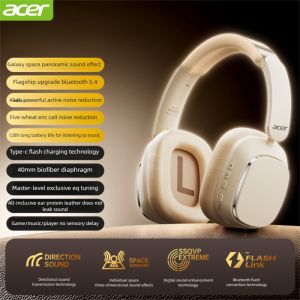 Acer | Acer OHR525 ANC Bluetooth Headphones Active Noise Cancelling Earphones Surround Sound Headsets with HD Mic ENC-Calling 1000mAh