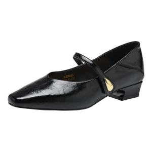 Reddragonfly | Black Square Toe Low Heel Soft Bottom Womens Shoes
