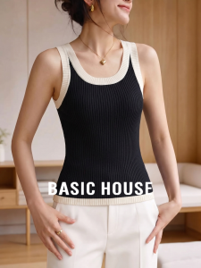 Basic House | Color Blocking Wool Blend Sleeveless Vest Women Summer Wear