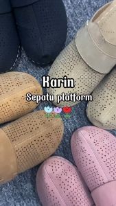 HELIVA KARIN Sepatu Platform Wanita Slip On Hak 6cm Motif Laser Cut HV6215