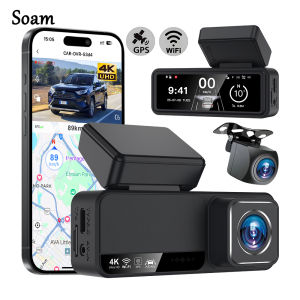 Soam 4K Dash Cam 3.2 Inch WIFI Mini Car Dvr Dual Lens Built-in GPS ADAS 24h Parking 2.5K Rear View Camera Night Vision Black Box
