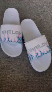 SHELOK Sandal Slip on Pria Wanita Kekinian Motif Api hijau