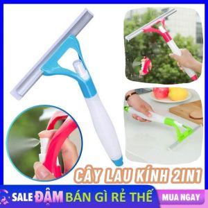Cây Lau Kính Thông Minh Kèm Bình Xịt Nhỏ Gọn Tiện Lợi -  Gạt Chùi Kính Đa Năng - Chổi Lau Kèm Gạt Nước Silicone Chống Trượt - Cây Dụng Cụ Gạt Kiếng Cầm Tay