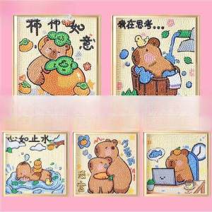 New Capybara Diamond Painting DIY Material Sticker Childrens Craft Girls Toy Kindergarten Handmade Creative Stick-on Art Kit