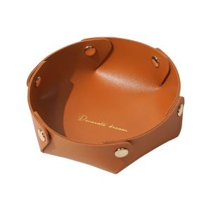 Round Snap-on Leather Storage Catchall Valet Tray Cosmetic Jewelry Organizer Key Phone Coin Storage Box Cutlery Tray