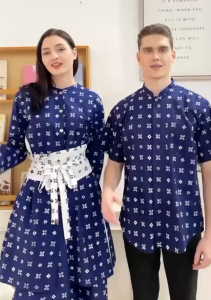 WAHDANI SANGKARA Kemeja Batik Koko Pria  Panjang Kerah Shanghai Handmade