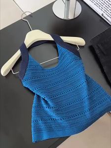 chaqi | Trendy Royal Blue Hollow-out Halter Camisole Unique Summer Top