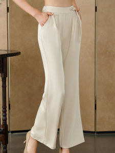 Xiu Guan Tang Miya Long Straight Tube Pants New Chinese Style Versatile Long Cheongsam Match with National Style Straight Leg Trousers